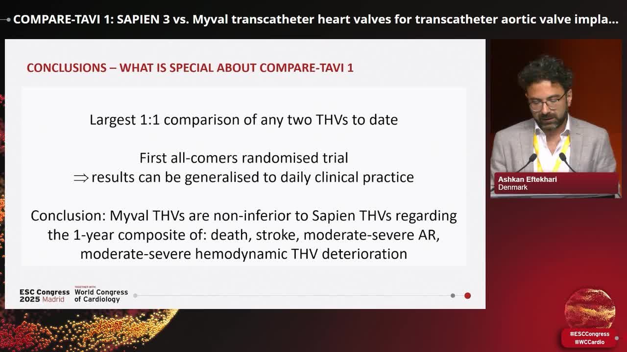 COMPARE-TAVI 1: SAPIEN 3 vs. Myval transcatheter heart valves for transcatheter aortic valve implantation