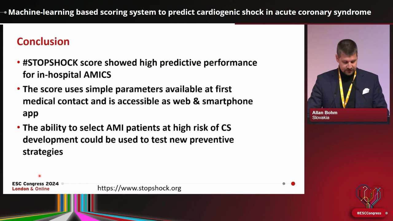 Machine-learning based scoring system to predict cardiogenic shock in acute coronary syndrome