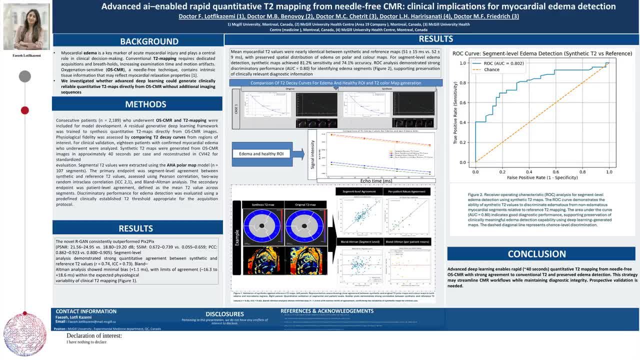 Advanced ai–enabled rapid quantitative T2 mapping from needle-free CMR: clinical implications for myocardial edema detection