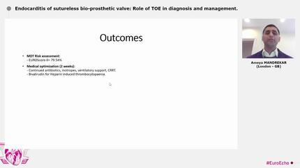 Endocarditis of sutureless bio-prosthetic valve: Role of TOE in diagnosis and management.