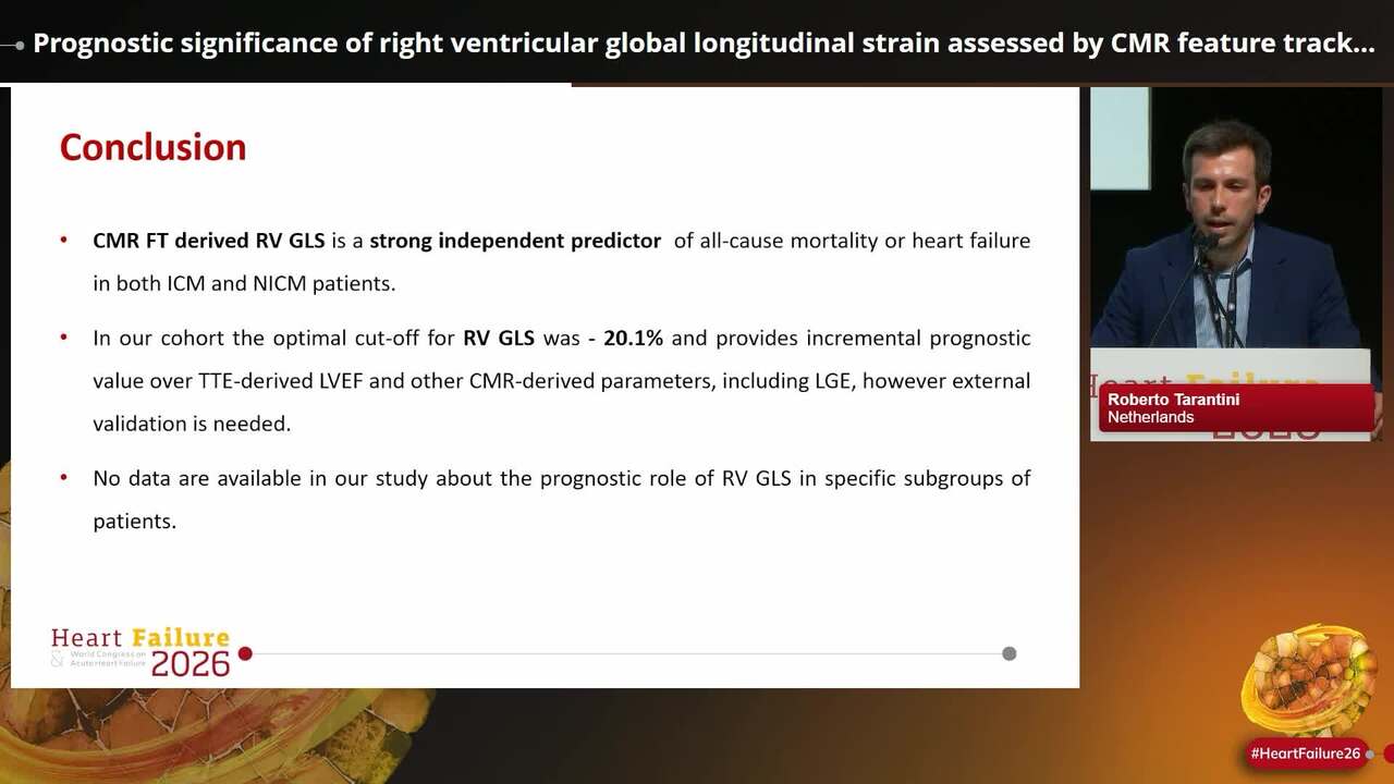Prognostic significance of right ventricular global longitudinal strain assessed by CMR feature tracking in patients with heart failure with reduced ejection fraction