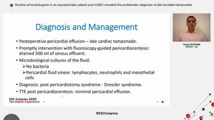 Routine echocardiogram in an asymptomatic patient post CABG revealed the problematic diagnosis of late loculated tamponade.