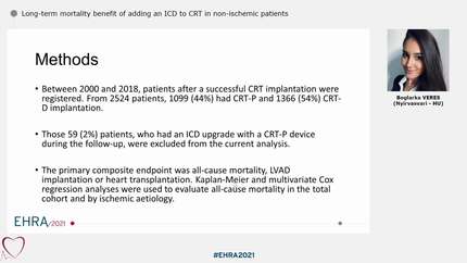 Long-term mortality benefit of adding an ICD to CRT in non-ischemic patients