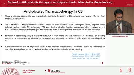 Optimal antithrombotic therapy in cardiogenic shock - What do the Guidelines say.