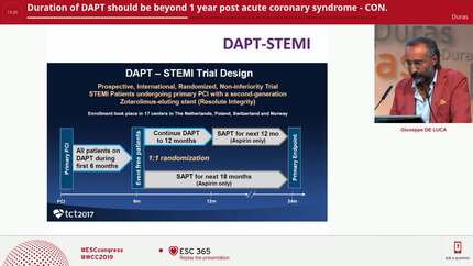 Duration of DAPT should be beyond 1 year post acute coronary syndrome - CON.