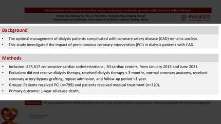 Comparison of percutaneous coronary intervention versus medication in dialysis patients with coronary artery disease