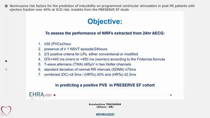 Noninvasive risk factors for the prediction of inducibility on programmed ventricular stimulation in post-MI patients with ejection fraction over 40% at SCD risk, insights from the PRESERVE EF study