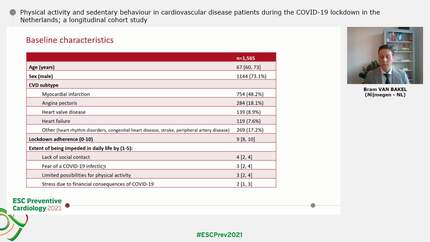 Physical activity and sedentary behaviour in cardiovascular disease patients during the COVID-19 lockdown in the Netherlands; a longitudinal cohort study