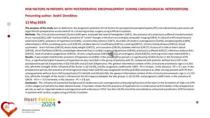 Risk factors in patients with postoperative encephalopathy during cardiosurgical interventions