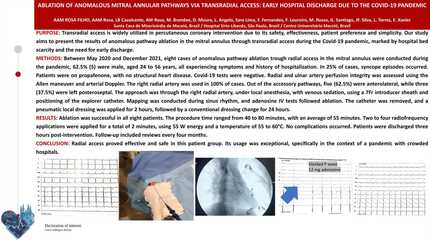 Ablation of anomalous mitral annular pathways via transradial access: early hospital discharge due to the covid-19 pandemic