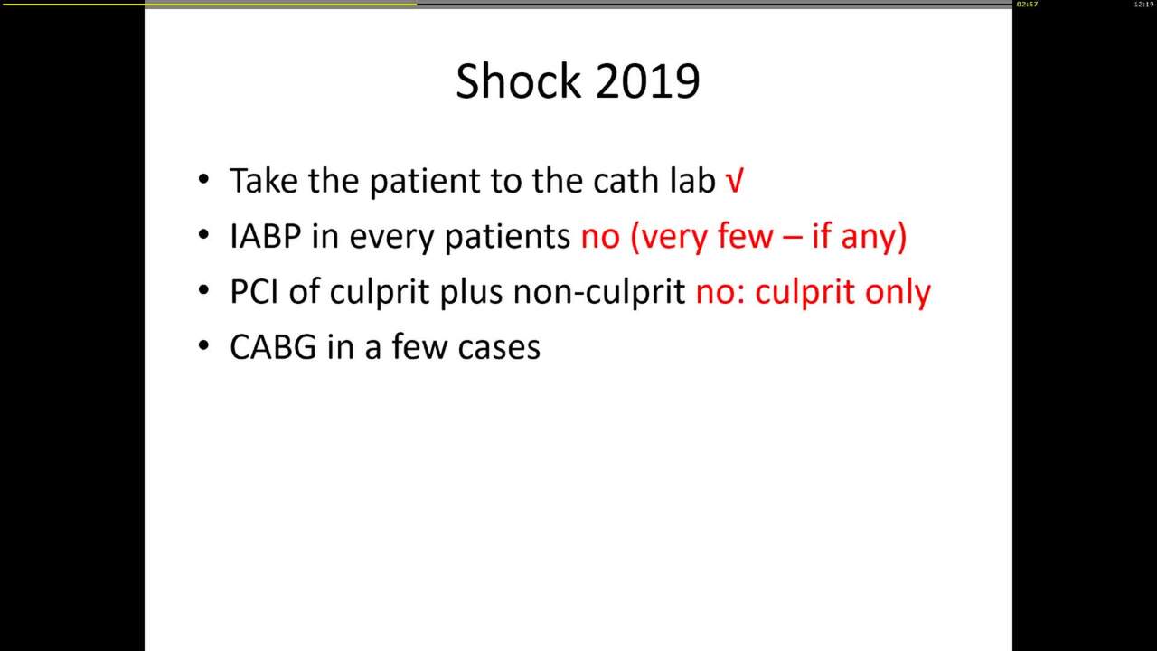 Myocardial revascularisation in patients with cardiogenic shock - Conclusion and take home message.