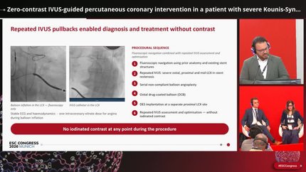 Zero-contrast IVUS-guided percutaneous coronary intervention in a patient with severe Kounis-Syndrome, chronic coronary syndrome and complex coronary artery disease