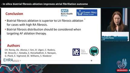 In silico biatrial fibrosis ablation improves atrial fibrillation outcome