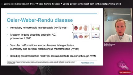 Cardiac complications in Osler-Weber-Rendu disease: A young patient with chest pain in the postpartum period