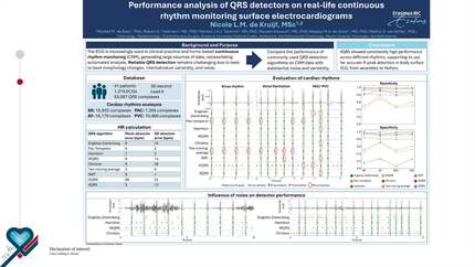 Performance analysis of QRS detectors on real-life continuous rhythm monitoring surface electrocardiograms