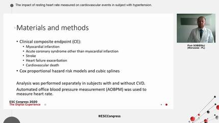The impact of resting heart rate measured on cardiovascular events in subject with hypertension.