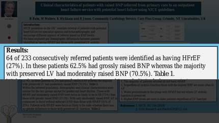 Clinical characteristics of patients with raised BNP referred from primary care to an outpatient heart failure with potential heart failure using NICE guidelines