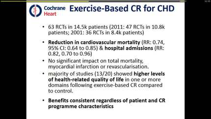 Exercise-based cardiac rehabilitation for CAD: an update of the Cochrane review.
