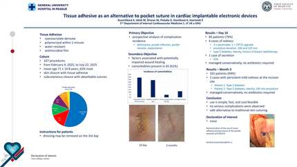 Tissue adhesive as an alternative to pocket suture in cardiac implantable electronic devices