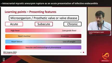 Intracranial mycotic aneurysm rupture as an acute presentation of infective endocarditis