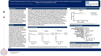 Outcomes following percutaneous coronary revascularisation in acute coronary syndromes: a comparison of drug coated balloon versus drug eluting stent strategies in de novo large epicardial vessels
