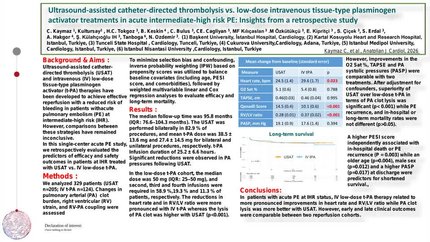 Ultrasound-assisted catheter-directed thrombolysis vs. low-dose intravenous tissue-type plasminogen activator treatments in acute intermediate-high risk PE: insights from a retrospective study