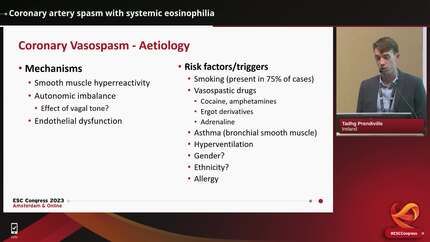 Coronary artery spasm with systemic eosinophilia
