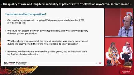 The quality of care and long-term mortality of patients with ST-elevation myocardial infarction and cardiac devices: a nationwide cohort study.