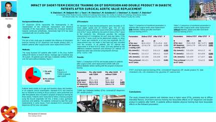 Impact of short-term exercise training on QT dispersion and double product in diabetic patients after surgical aortic valve replacement