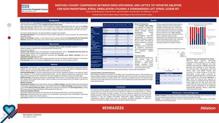 Matched cohort comparison between endo epicardial and lattice tip catheter ablation for non paroxysmal atrial fibrillation utilising a standardised left atrial lesion set