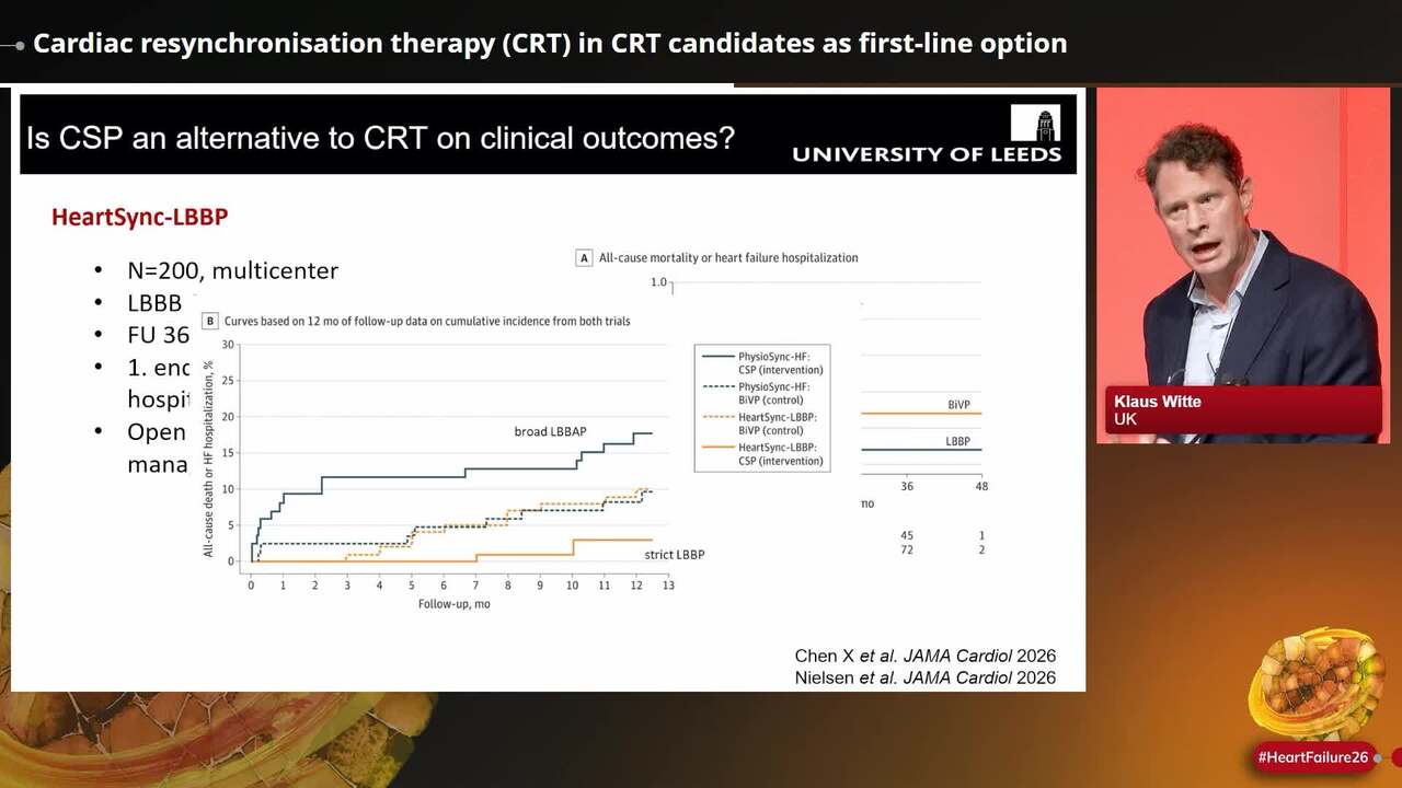 Debate: conduction system pacing (CSP) vs cardiac resynchronisation therapy (CRT) recipients as first-line option