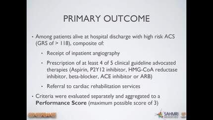 A Cluster Randomized Trial of Objective Risk Assessment Versus Standard Care for Acute Coronary Syndromes: The Australian GRACE Risk score Intervention Study 