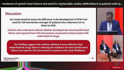 Incidence of systolic heart failure and need for implantable cardiac defibrillators in patients with atrial fibrillation who had catheter ablation versus antiarrhythmic medical therapy