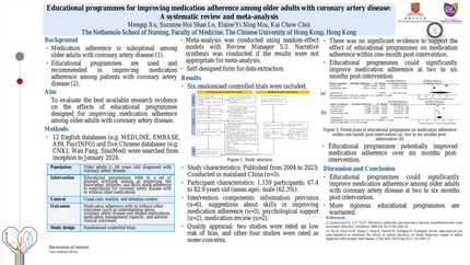 Educational programmes for improving medication adherence among older adults with coronary artery disease:  a systematic review and meta-analysis