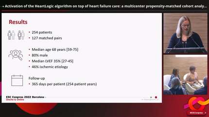 Activation of the HeartLogic algorithm on top of heart failure care: a multicenter propensity-matched cohort analysis.