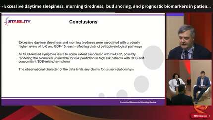 Excessive daytime sleepiness, morning tiredness, loud snoring, and prognostic biomarkers in patients with chronic coronary syndrome