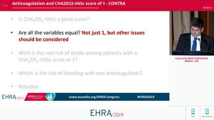Anticoagulation and CHA2DS2-VASc score of 1 - CONTRA