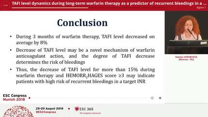 TAFI level dynamics during long-term warfarin therapy as a predictor of recurrent bleedings in a target INR