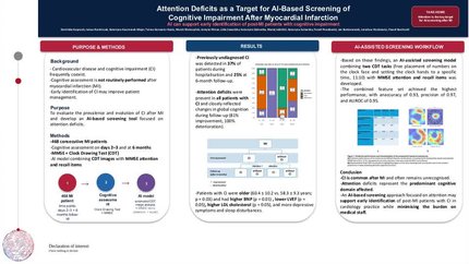 Attention deficits as a target for AI-based screening of cognitive impairment after myocardial infarction.