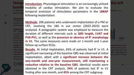 Temporal analysis of stimulation parameters evolution in the left bundle branch area pacing