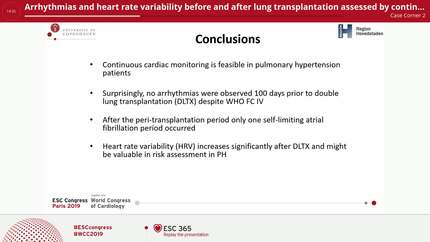 Arrhythmias and heart rate variability before and after lung transplantation assessed by continuous cardiac monitoring in a patient with end-stage pulmonary arterial hypertension.
