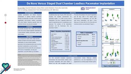 De novo versus staged dual chamber leadless pacemaker implantation