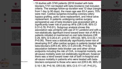 Utility of perioperative beta blocker therapy in patients undergoing cardiac surgery