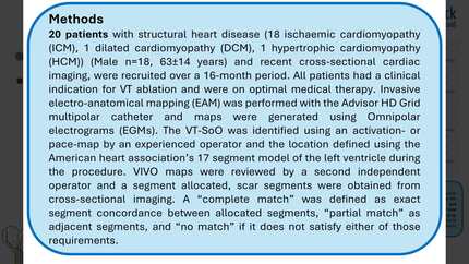 Accuracy of a non-invasive mapping system for the localisation of re-entrant VT site of origin and its relationship to myocardial scar on cross-sectional imaging.