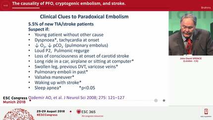 The causality of PFO, cryptogenic embolism, and stroke.
