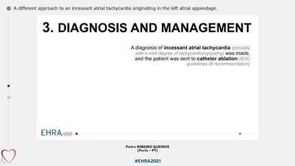 A different approach to an incessant atrial tachycardia originating in the left atrial appendage.