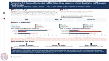 Asymmetric risk score architecture in atrial fibrillation: renal impairment inflates bleeding but not thrombotic risk estimation