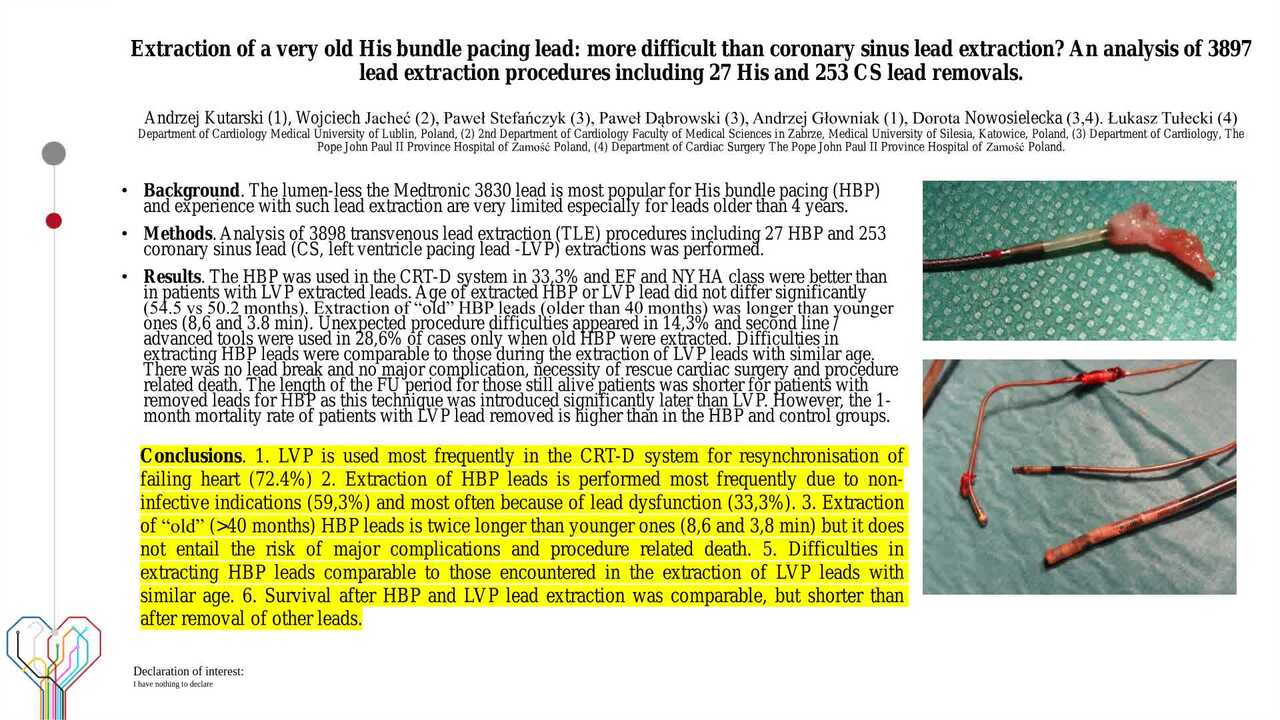 Extraction of old His bundle pacing leads and coronary sinus leads -  an analysis of 3897 lead extraction procedures including 27 His and 253 coronary sinus lead removals. 