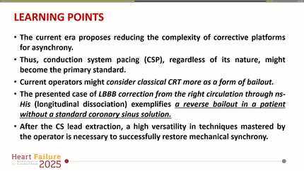 Bailout through non-selective His bundle correction of complete left bundle branch block in a case of cardiac resynchronisation therapy, without coronary sinus (CS) options post-CS lead extraction