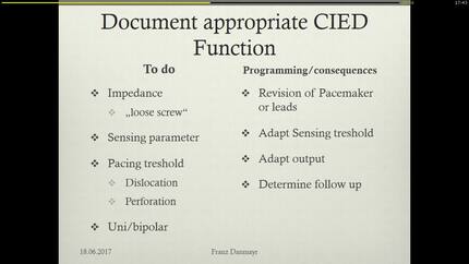 1st CIED control after implant: optimised programming.
Erste CIED kontrolle nach der implantation: optimierte programmierung.